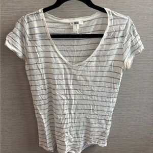 PAIGE White and Gray Striped Short Sleeve Tee